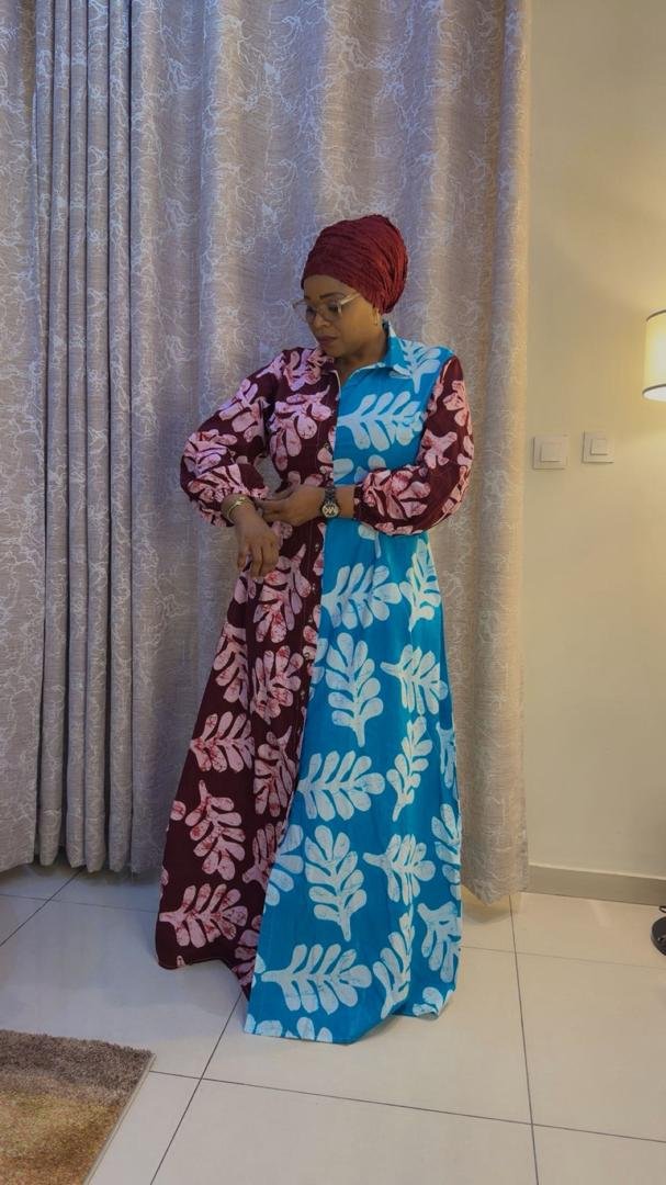 robe batik vert avec motif rouge - Image 2