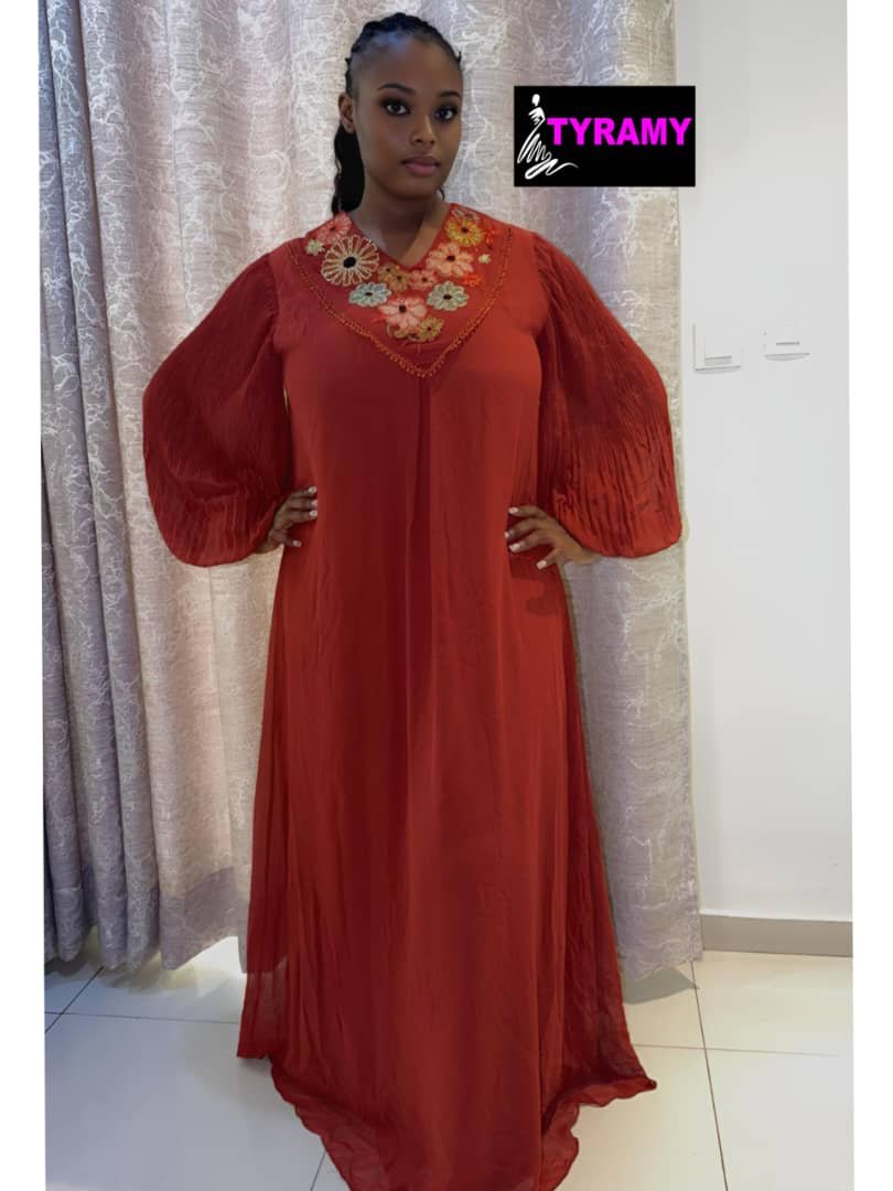 Robe Aleva Couleur Terracotta Made in turkey