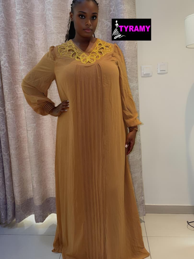 Robe Aleva jaune moutarde Made in turkey