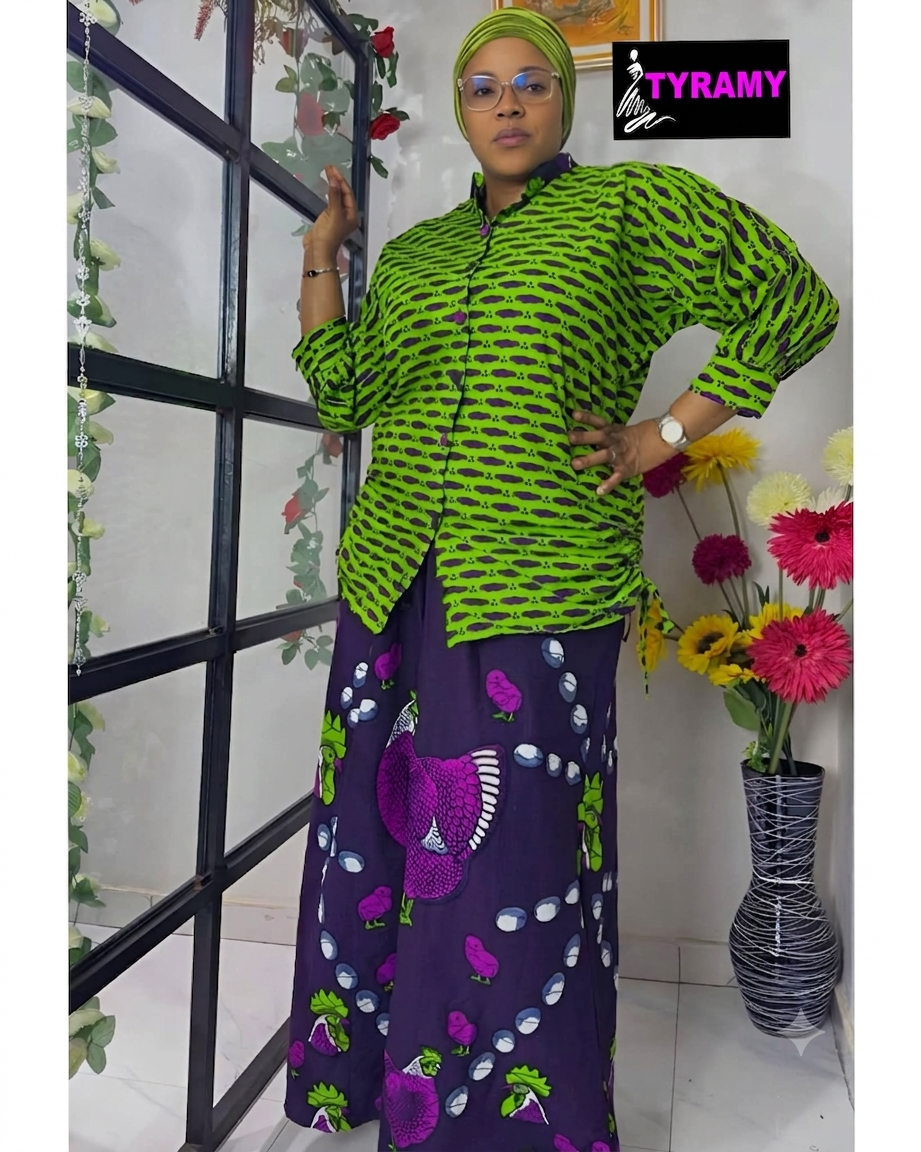 Ensemble pantalon gros bas pagne 100% Coton