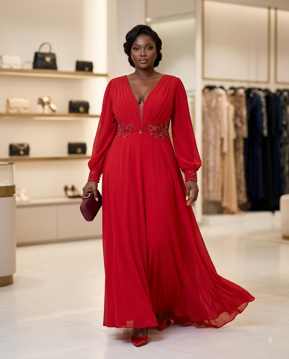 Robe Rouge Soirée made in Turkey