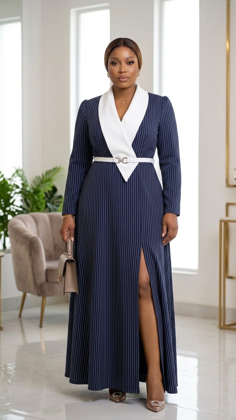 Robe Longue Rayée Marine made in Turkey