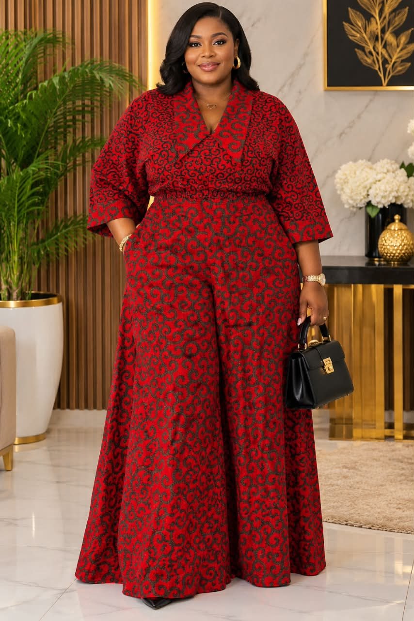 Ensemble pantalon pagne bas large
